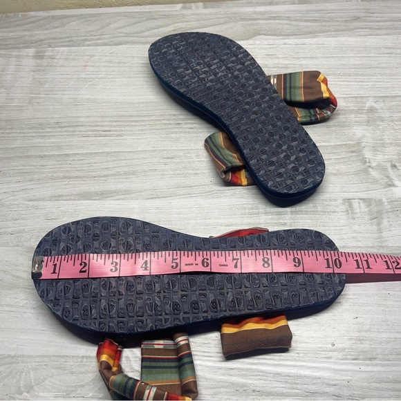 Sanuk Striped Multicolor Fabric Yoga Mat Thong Sling Back Sandal Women’s Size 8 - Picture 11 of 12